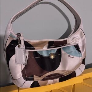 Coach EUC Ergo Multi Color Signature Scarf Print Medium Hobo Shoulder Bag Purse